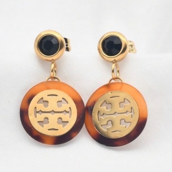 Tory Burch Black and Gold Tortoise Earrings NWT - Picture 7 of 10